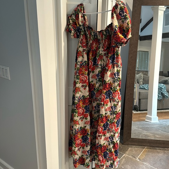EDDY XL aurora floral maxi smocked dress with zip up back and puff sleeves - Picture 3 of 6